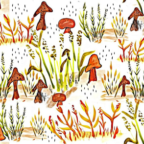 Grass and Mushrooms