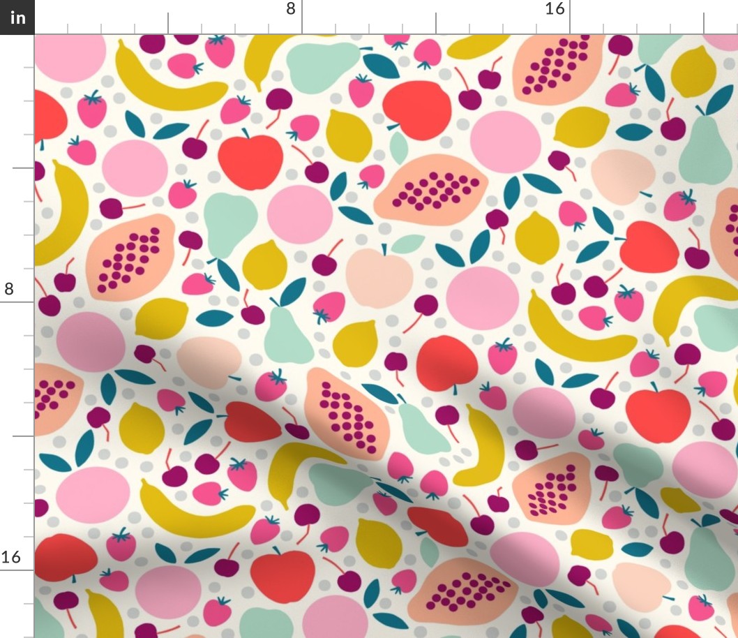paper cut fruit in retro pink large scale by Pippa Shaw