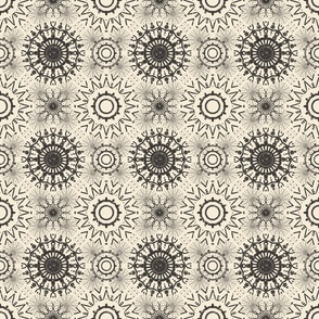 Boho Mandalas 1 - Small Scale - Charcoal Black and Cream