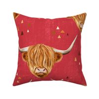Highland Cow gender neutral on red - large scale