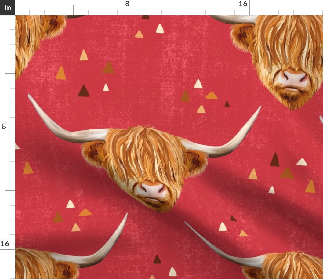 Highland Cow gender neutral on red - large scale