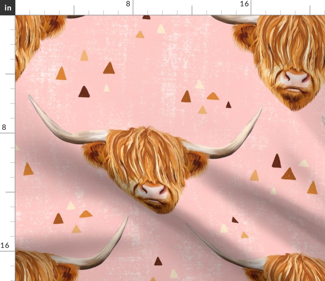 Highland Cow Pink - large scale