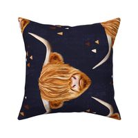 Highland Cow Dark Blue Rotated - large scale