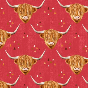 Highland Cow gender neutral on red - medium scale