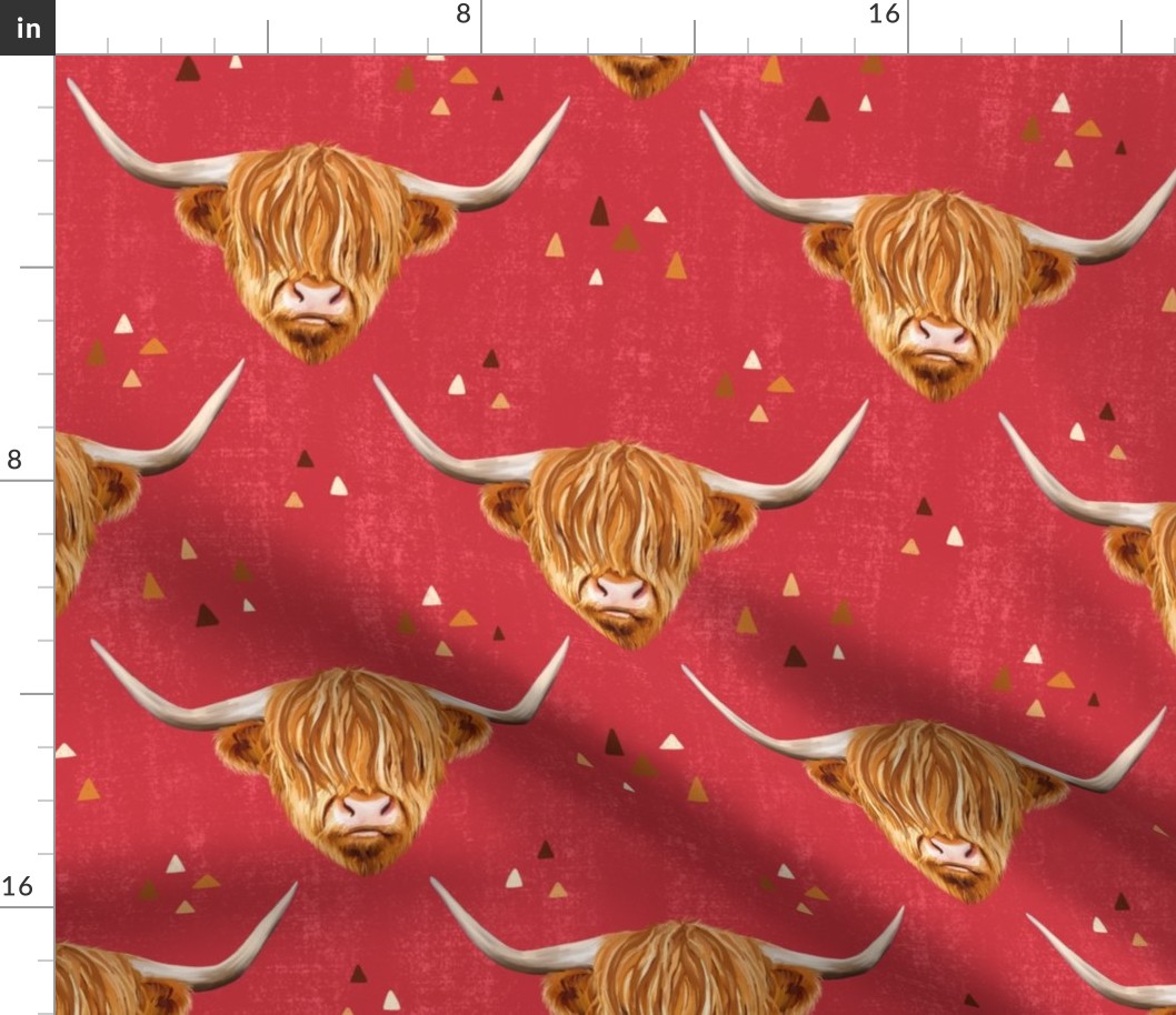 Highland Cow gender neutral on red - medium scale