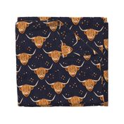 Highland Cow gender neutral on dark blue - medium scale