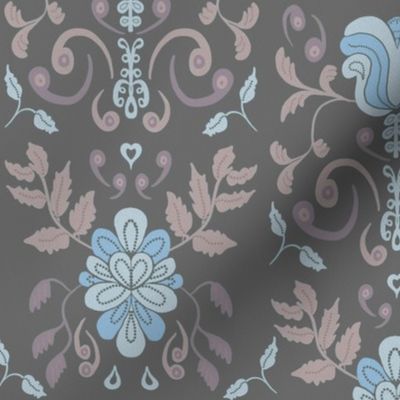 Elegant Rococo Floral - Blue Taupe  - Jumbo