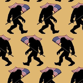 Bigfoot American Flag on Yellow