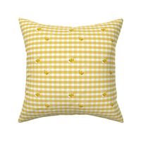 Bee gingham mustard yellow