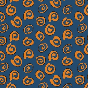 Abstract Cinnamon Swirls in Blue and Orange 