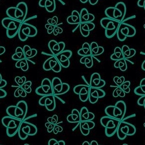 Celtic love  shamrocks in green on black 