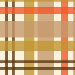 555 - Jumbo scale retro multicolored plaid in fall/halloween tones of oranges, browns and mustards - large scale repeat for curtains, sheet sets, table linen and duvet covers - gingham, check, tartan, seventies, sixties, vintage style