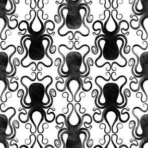 Watercolor octopus black all over