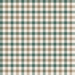 $ medium scale Sage green and Soft taupe classic  gingham check: for kids apparel and home decor items