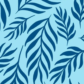 Ferns in Coastal Blue and Sky Blue - Extra Large