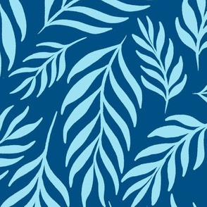 Ferns in Sky Blue on Coastal Blue - Extra Large