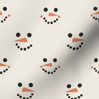 LARGE - snowman faces fabric - minimal fabric, minimal christmas fabric, boho christmas