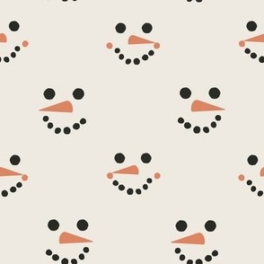 LARGE - snowman faces fabric - minimal fabric, minimal christmas fabric, boho christmas