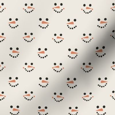 SMALL - snowman faces fabric - minimal fabric, minimal christmas fabric, boho christmas