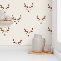 SMALL minimal reindeer fabric.- boho winter holiday fabric 