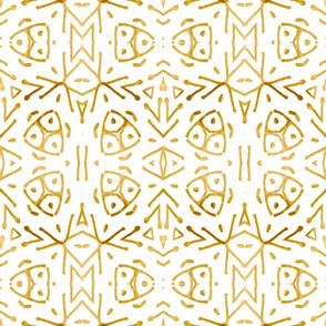 Global Block Print in Gold on White