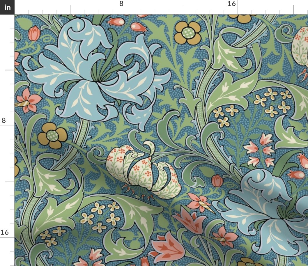 Golden Lily Color ~ The William Morris Collection ~ Custom Teal