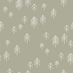 SMALL pinetree fabric - minimal tree fabric, forest woodland nursery fabric - sfx0110 sage 