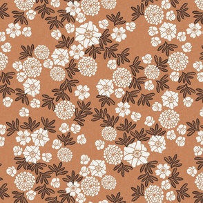 LARGE floral caramel - sfx1346, terracotta trend, christmas fabric, floral fabric