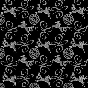 Celtic kelpie horses black and white inverted