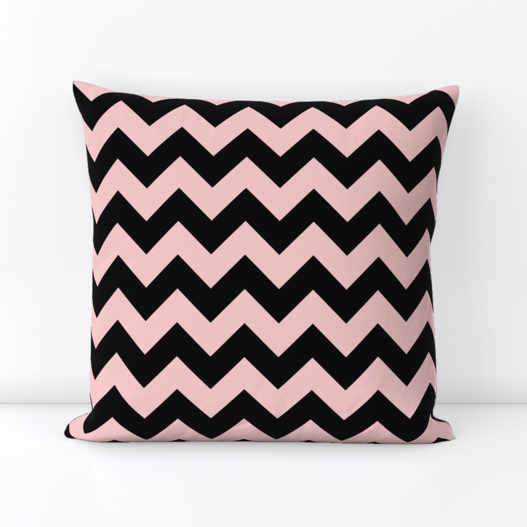 1" black baby pink chevron