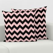 1" black baby pink chevron