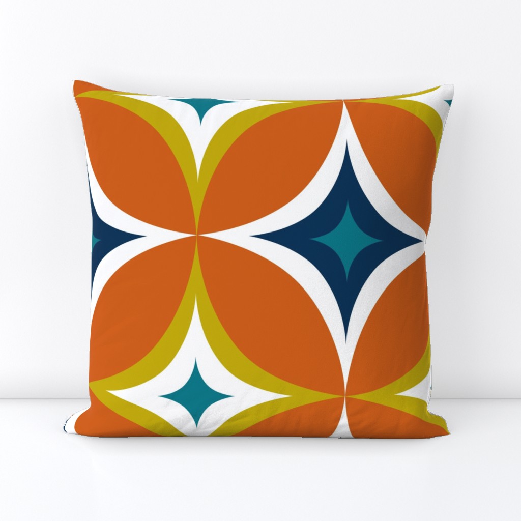 Astral - Mid Century Modern Geometric - Burnt Orange Citron Teal Navy - Jumbo Scale