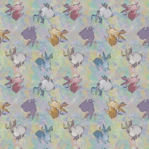 Cute Jackalope Bunnies on Pastel Tie Dye