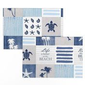 Life is better at the beach patchwork, blue coastal decor, beach decor