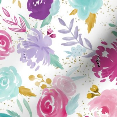 Personalized "Inara" - Grace Watercolor Floral (1 yd panel,  54" width)