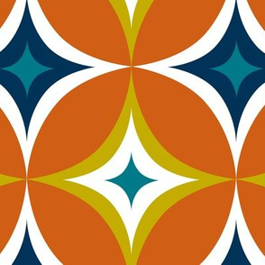 Astral - Mid Century Modern Geometric - Burnt Orange Citron Teal Navy - Large Scale