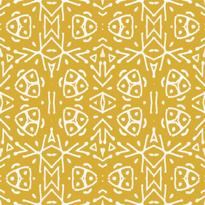 Global Block Print in White on Gold