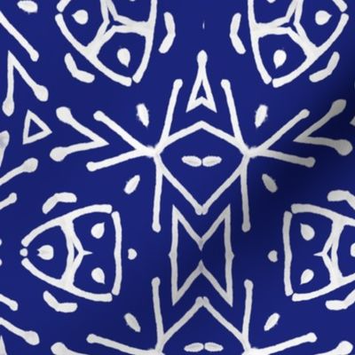 Global Block Print in White on Cobalt