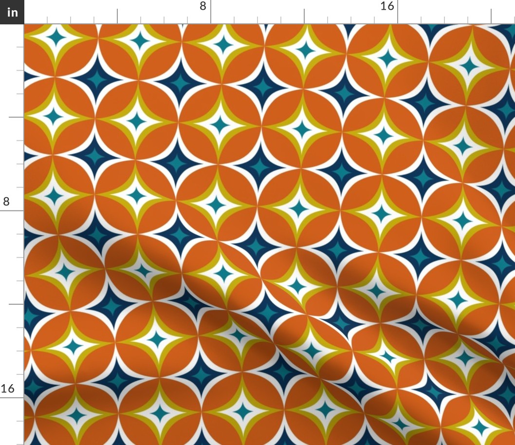 Astral - Mid Century Modern Geometric - Burnt Orange Citron Teal Navy - Regular Scale