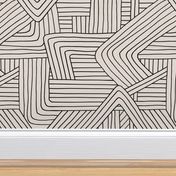 Little Maze stripes minimal Scandinavian grid style trend abstract geometric print monochrome off white black JUMBO