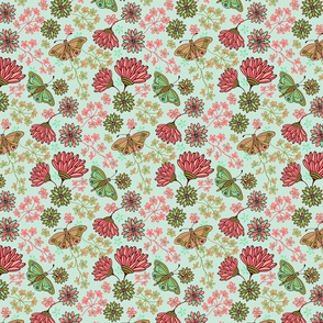 Summer Breeze Butterfly and Floral in Mint Olive Green Pink Blush - SMALL-Scale - UnBlink Studio by Jackie Tahara