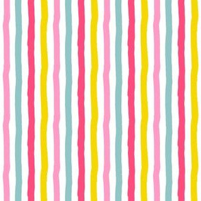 6" Pink Aqua and Yellow Stripes 90 degrees