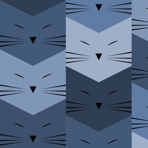 cats - pixie cat shades of blue - cats fabric