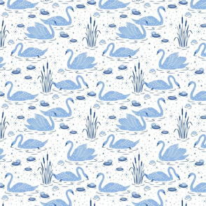 Summer Swan - white blue -medium scale