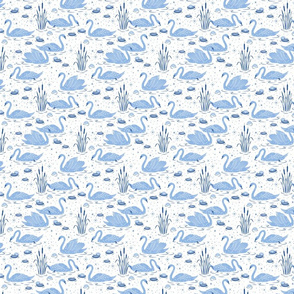 Summer Swan - white blue -small scale