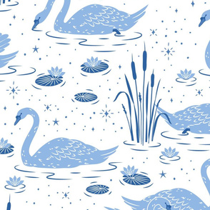 Summer Swan - white blue -extra large scale