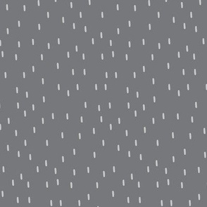 Medium Rain Drop Dotted Line Speckle Polka Dots in Gray and White