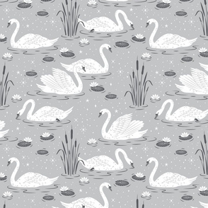 Summer Swan - grey - large scale