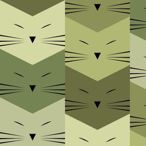 cats - pixie cat shades of green - cats fabric