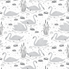 Summer Swan - white grey - large scale